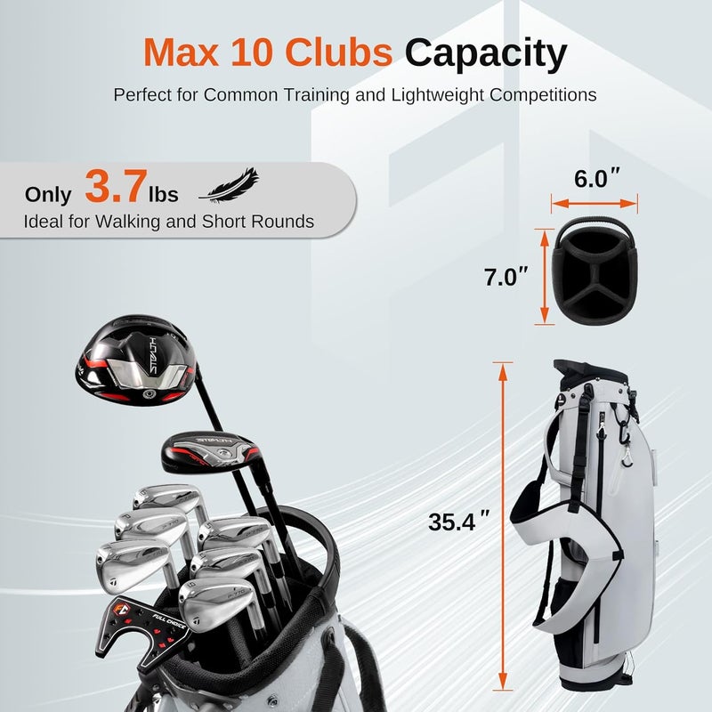 Full Choice Lightweight Golf Stand Bag, 4-Way Full-Length Dividers, Holds Up to 10 Clubs, 3.7 lbs Golf Bag with Dual Straps & Stand for Driving Range, Par 3, and Standard Courses - Image 5
